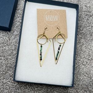 Baizaar Gold and Green Geometric Earrings
